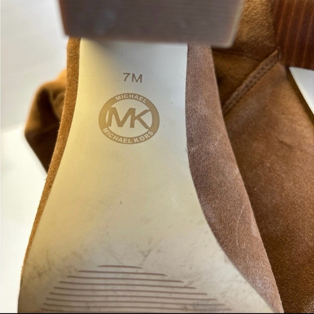 Michael Kors Brown Suede Knee High Boots Block‎ Heel Women's Size 7M - Picture 11 of 11